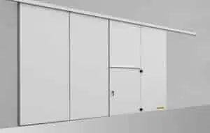render di un portone a libro di design