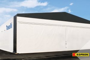 capannone retrattile per stoccaggio macchinari