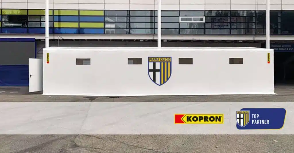 tensostruttura sala hospitality temporanea kopron per parma calcio